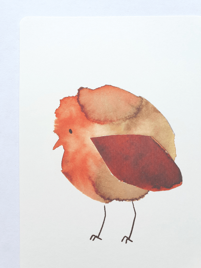 Brown Bird Watercolour Collage Postcard