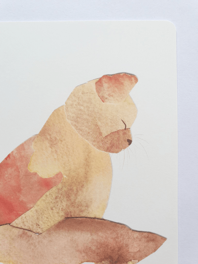 Mindful Cat Watercolour Collage Postcard