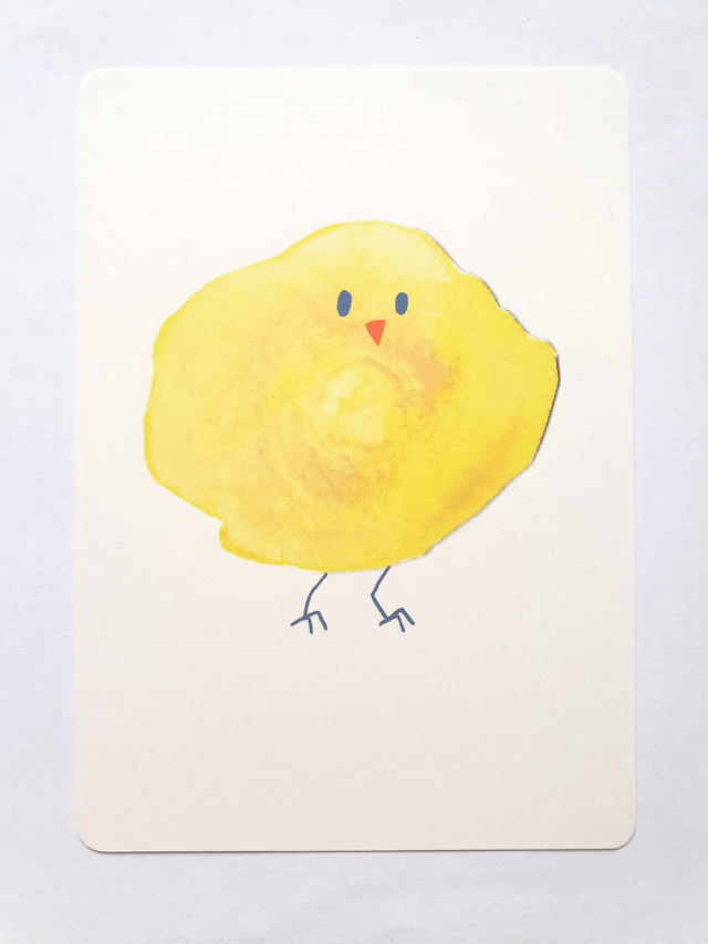 Baby Bird Watercolour Collage Postcard