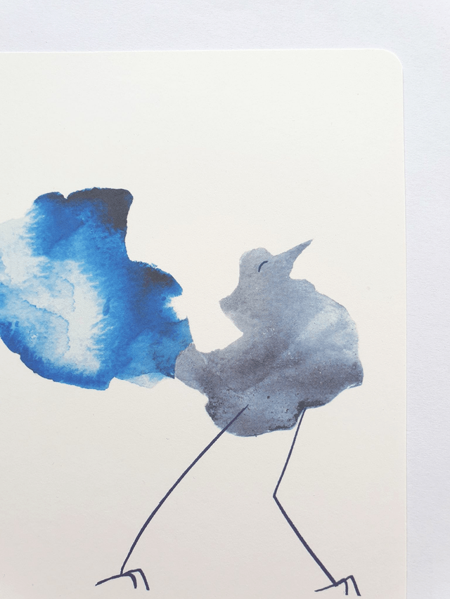 Blue Bird Watercolour Collage Postcard