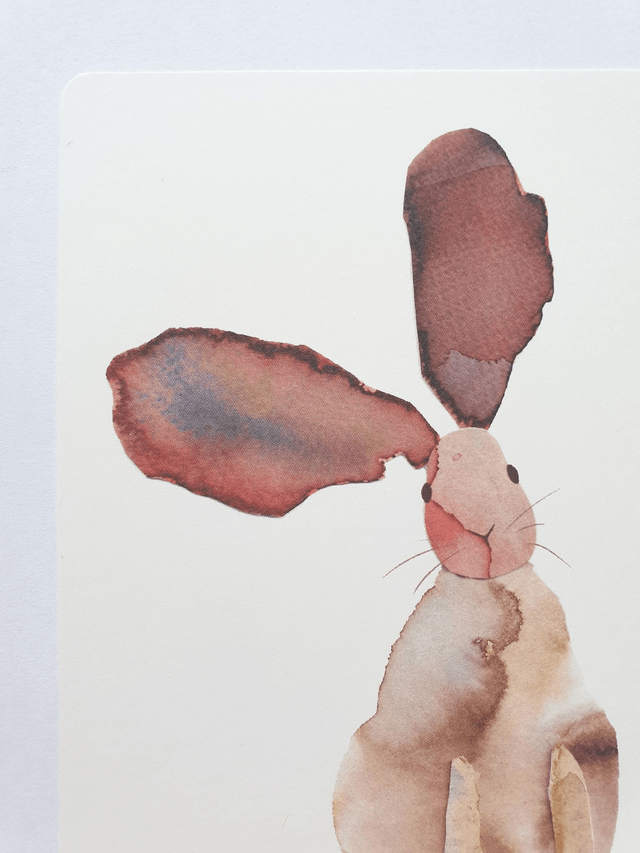 Brown Hare Watercolour Collage Postcard